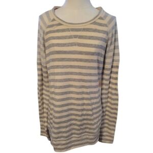 A Pea In The Pod  Striped Gray Cream Long Sleeve Shirt Size Small